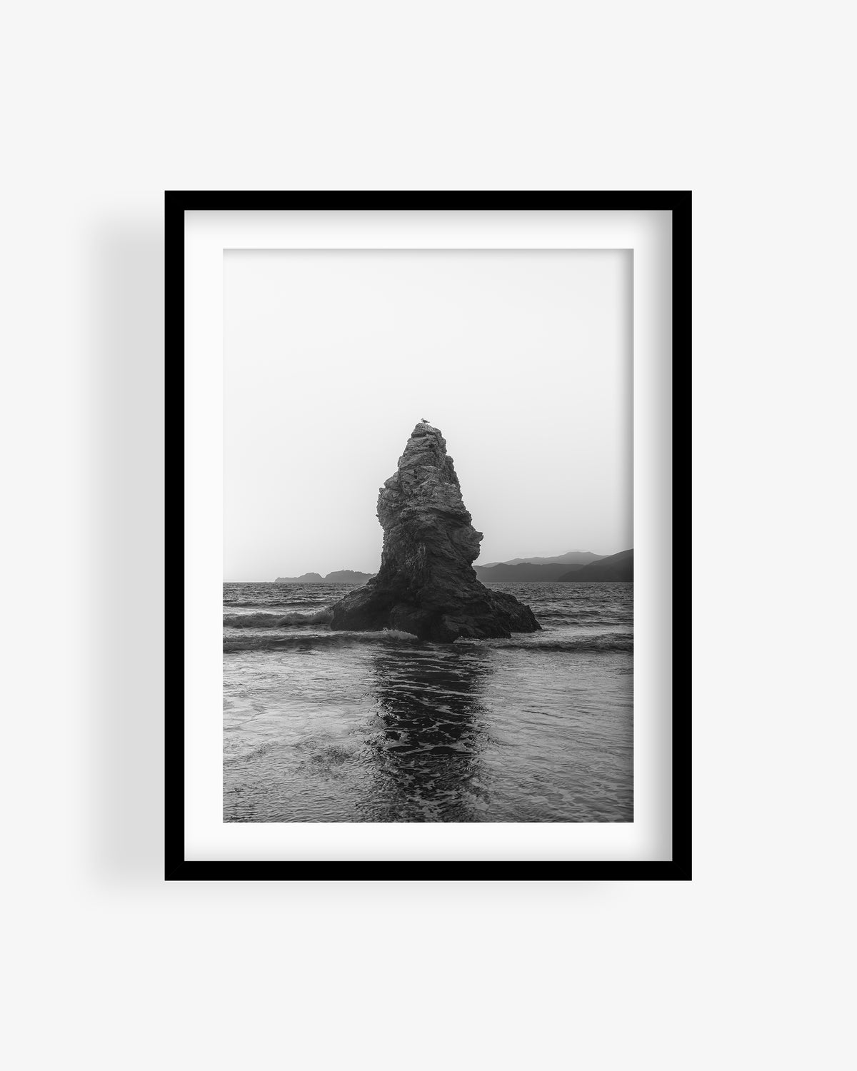 Beach Rock During Golden Hour (BW)
