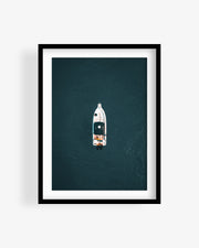 Fishing Boat in Blue Ocean Aerial