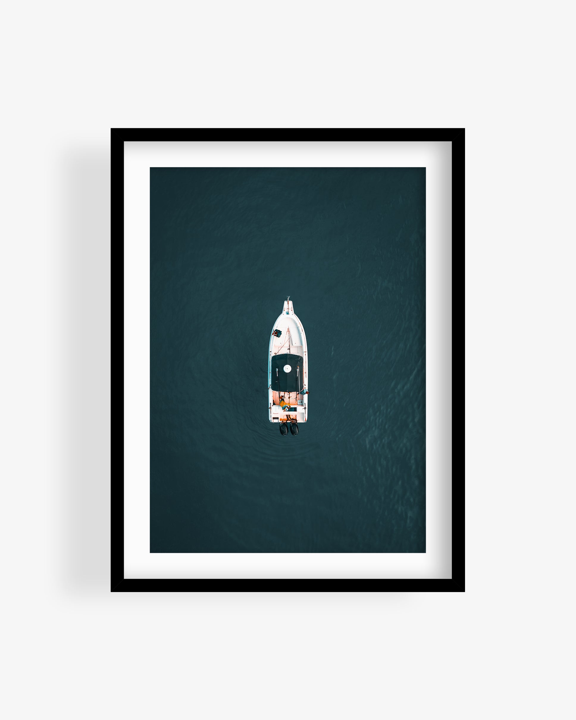 Fishing Boat in Blue Ocean Aerial