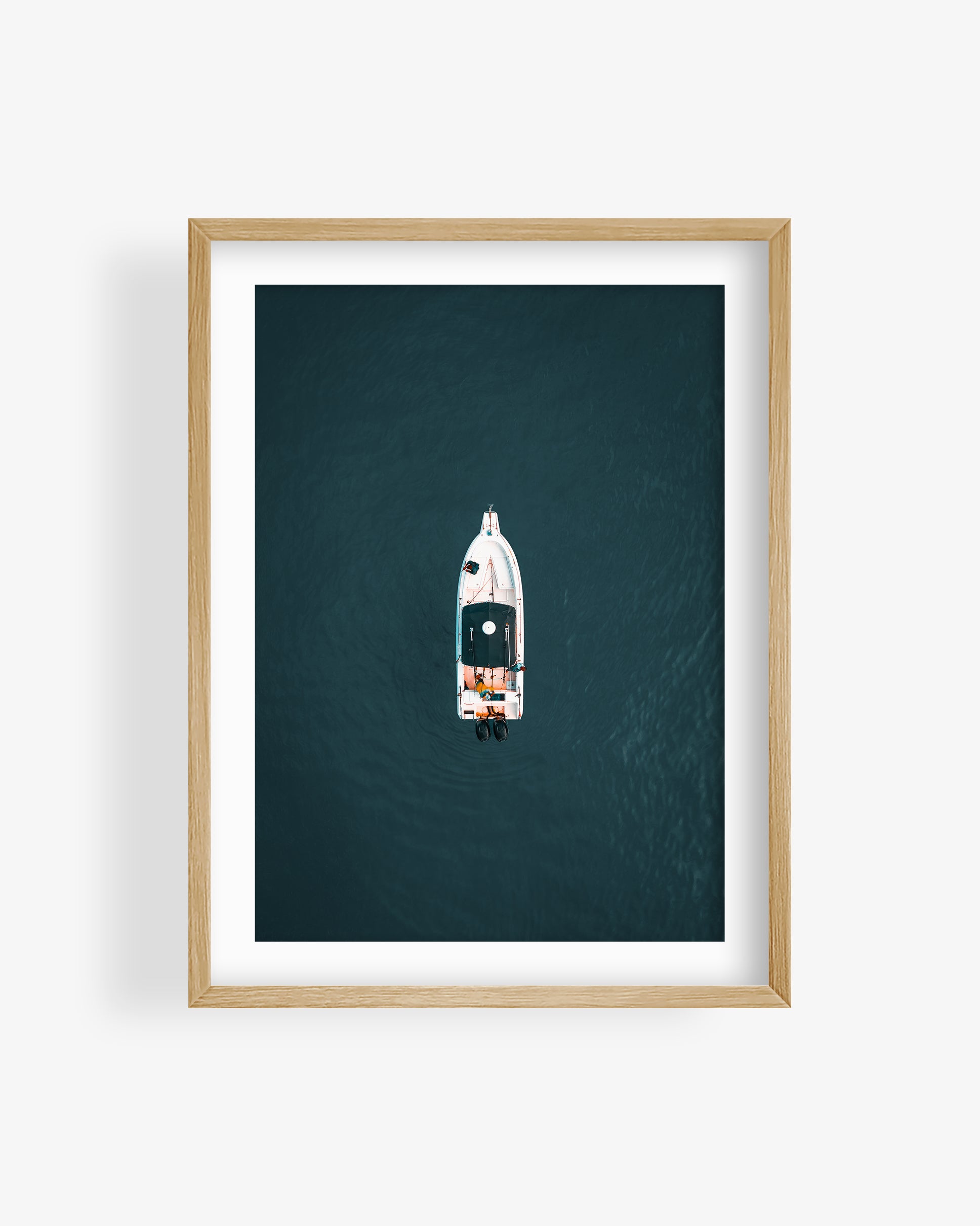 Fishing Boat in Blue Ocean Aerial