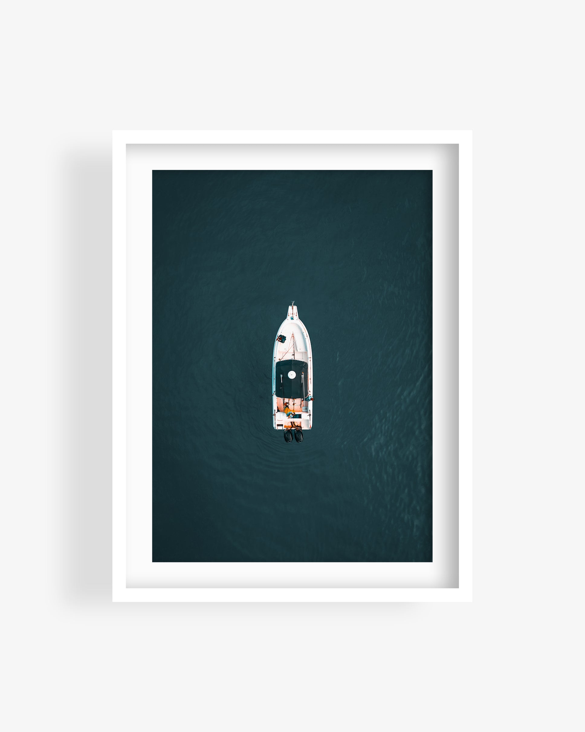 Fishing Boat in Blue Ocean Aerial