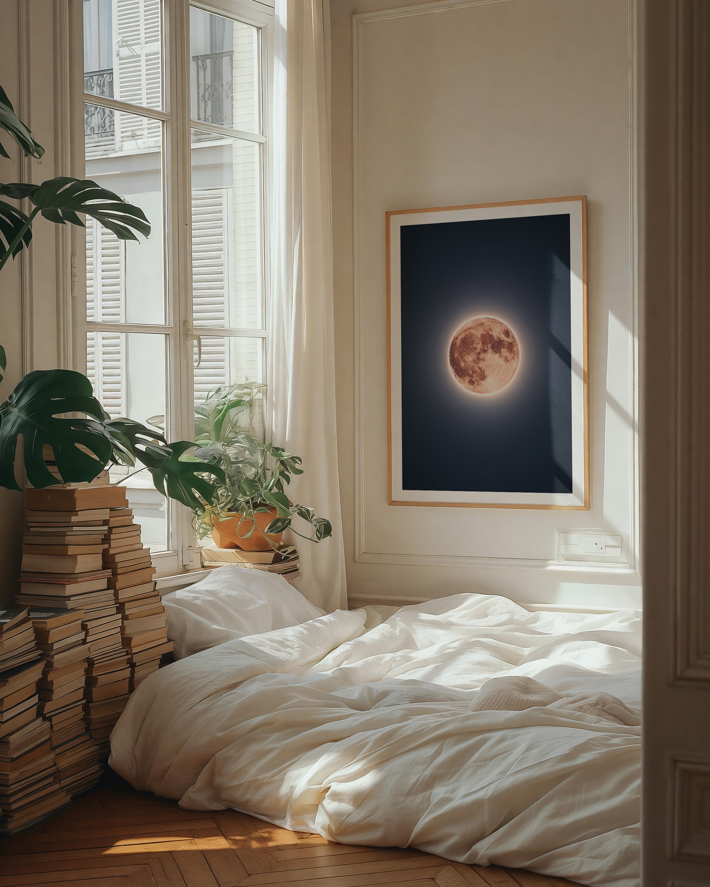 Glowing Full Moon Night Sky
