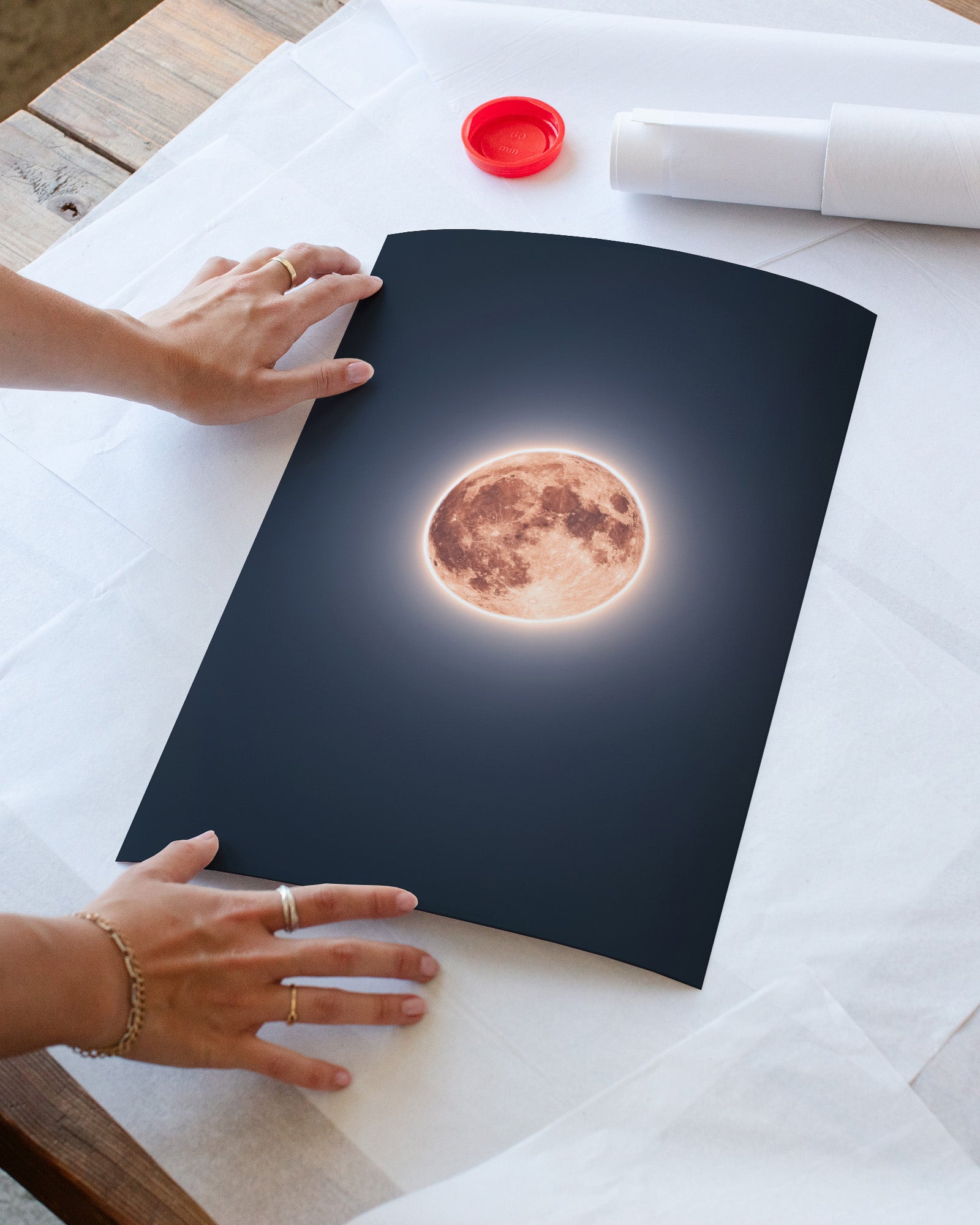 Glowing Full Moon Night Sky
