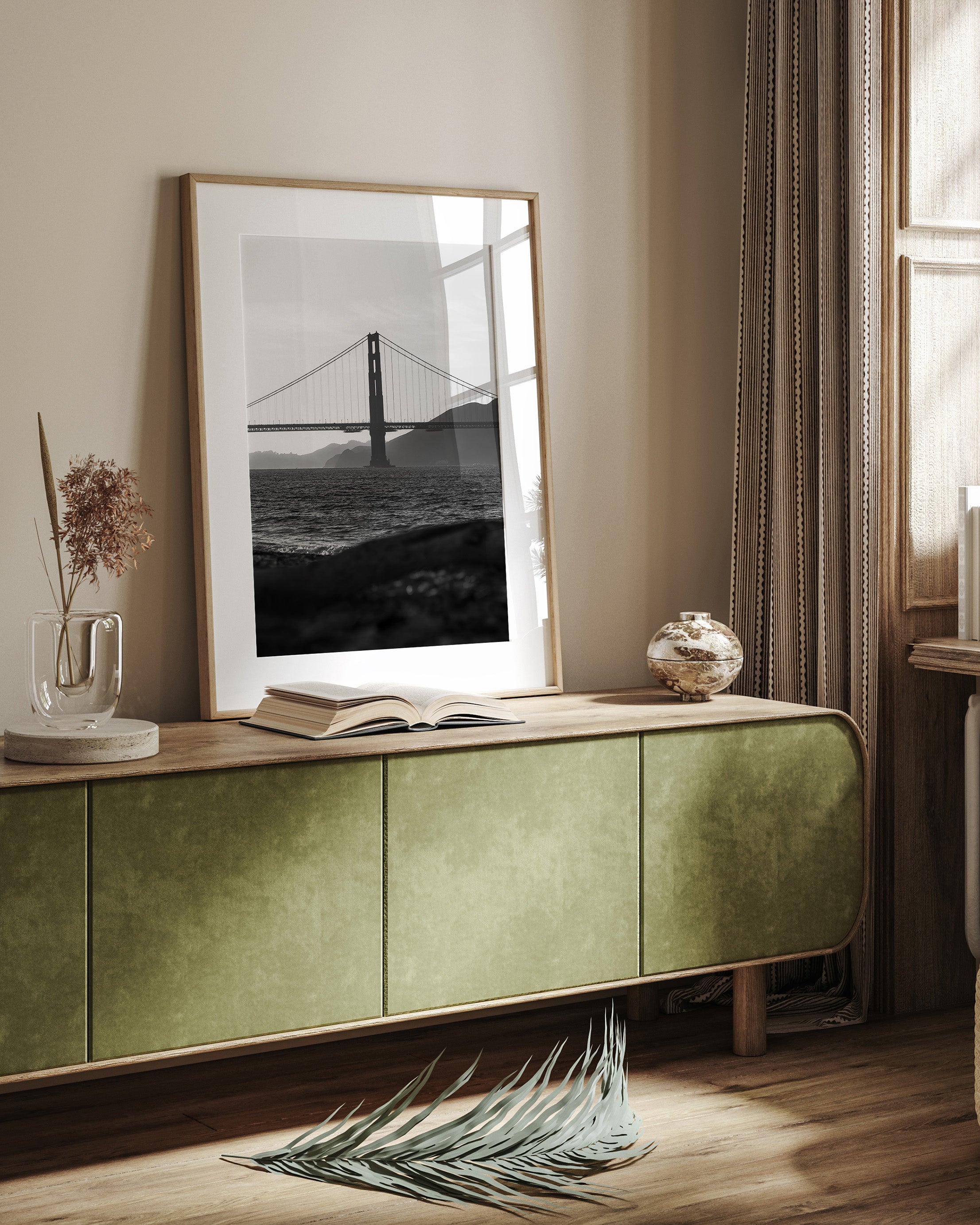 Golden Gate Bridge Silhouette Sunset (BW)