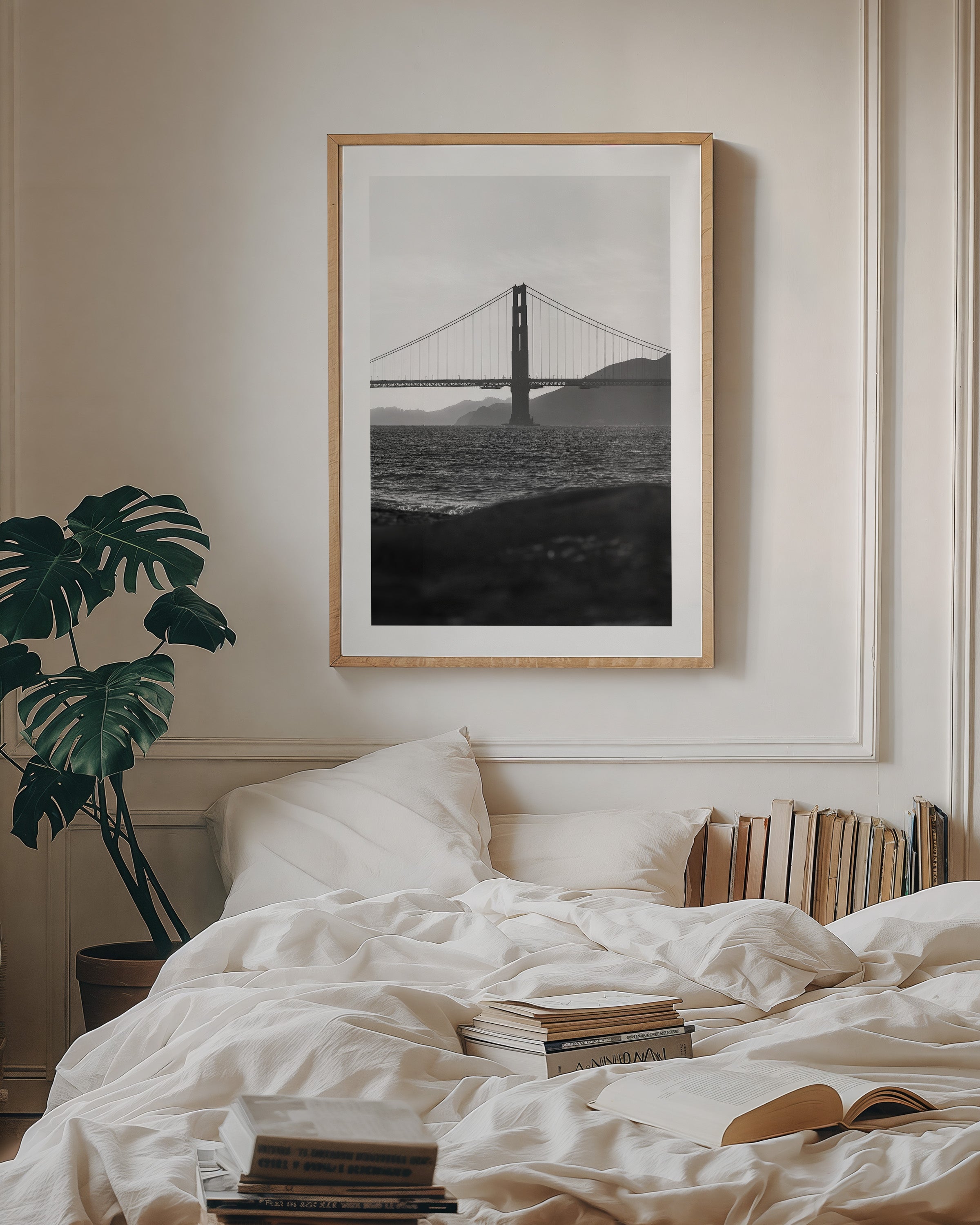 Golden Gate Bridge Silhouette Sunset (BW)