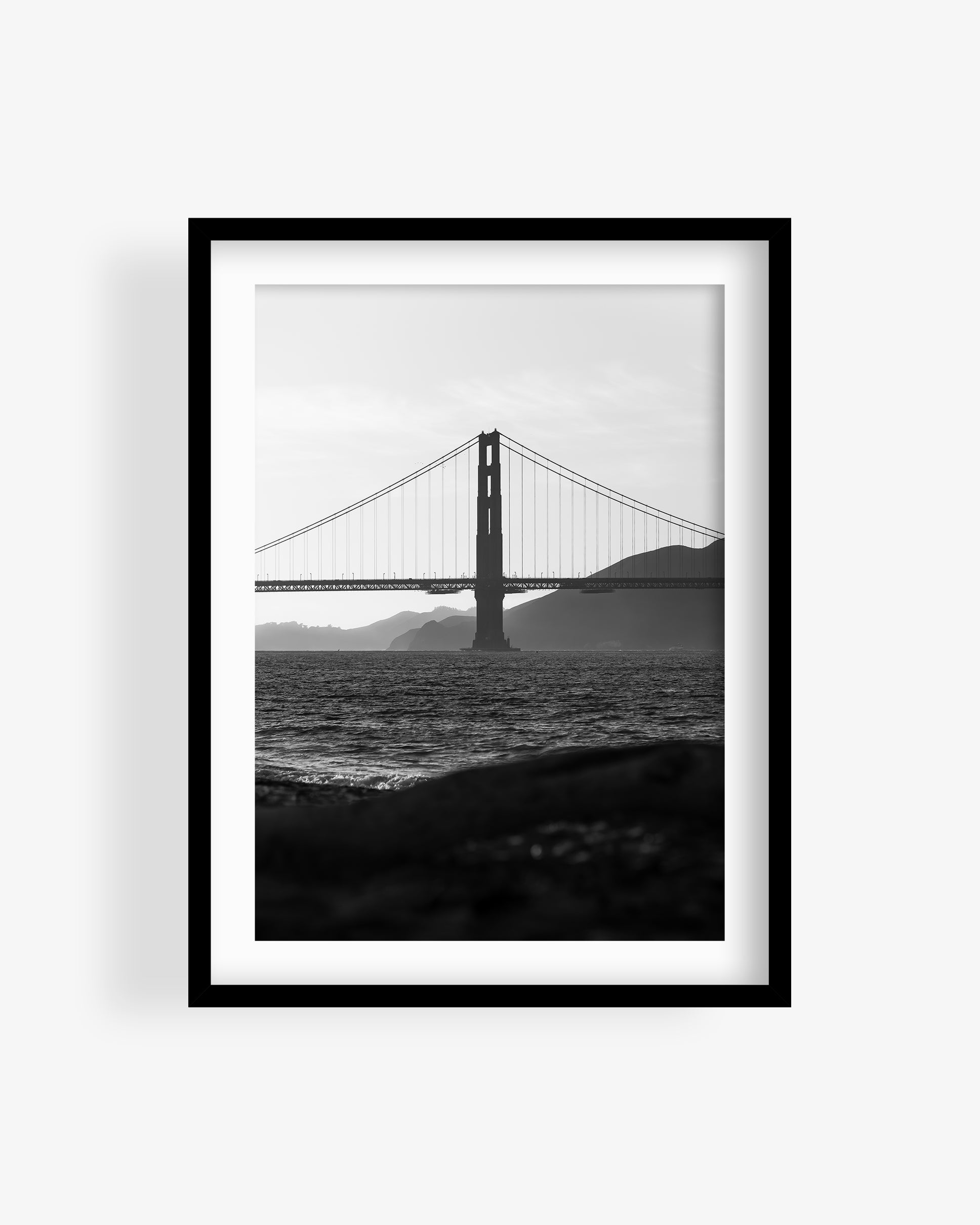 Golden Gate Bridge Silhouette Sunset (BW)