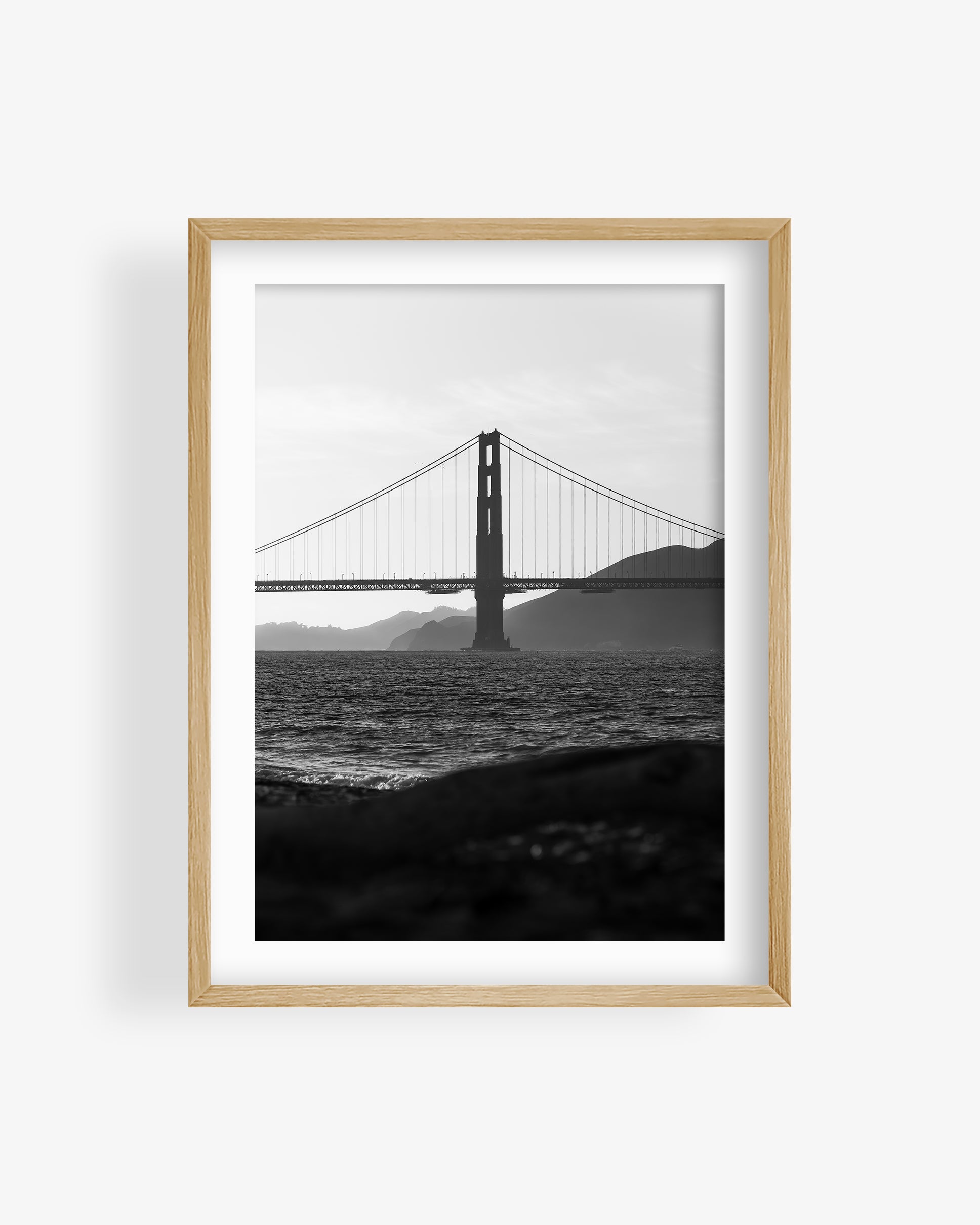 Golden Gate Bridge Silhouette Sunset (BW)