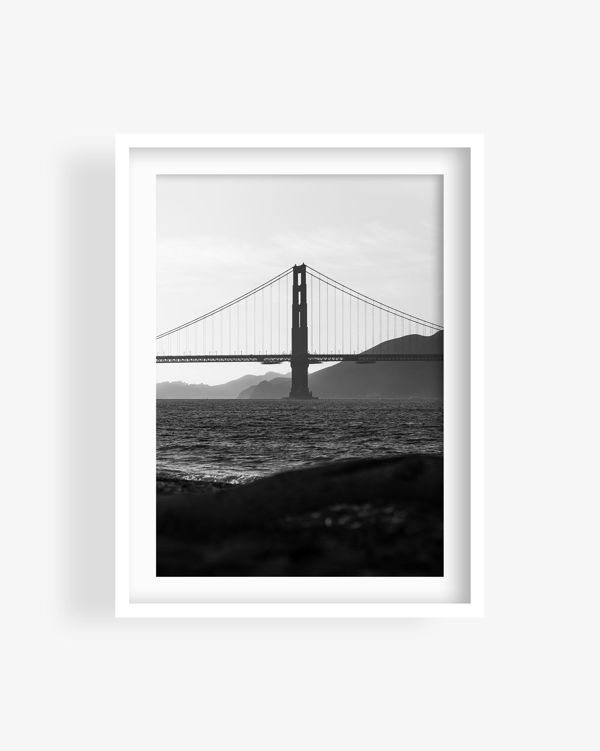 Golden Gate Bridge Silhouette Sunset (BW)