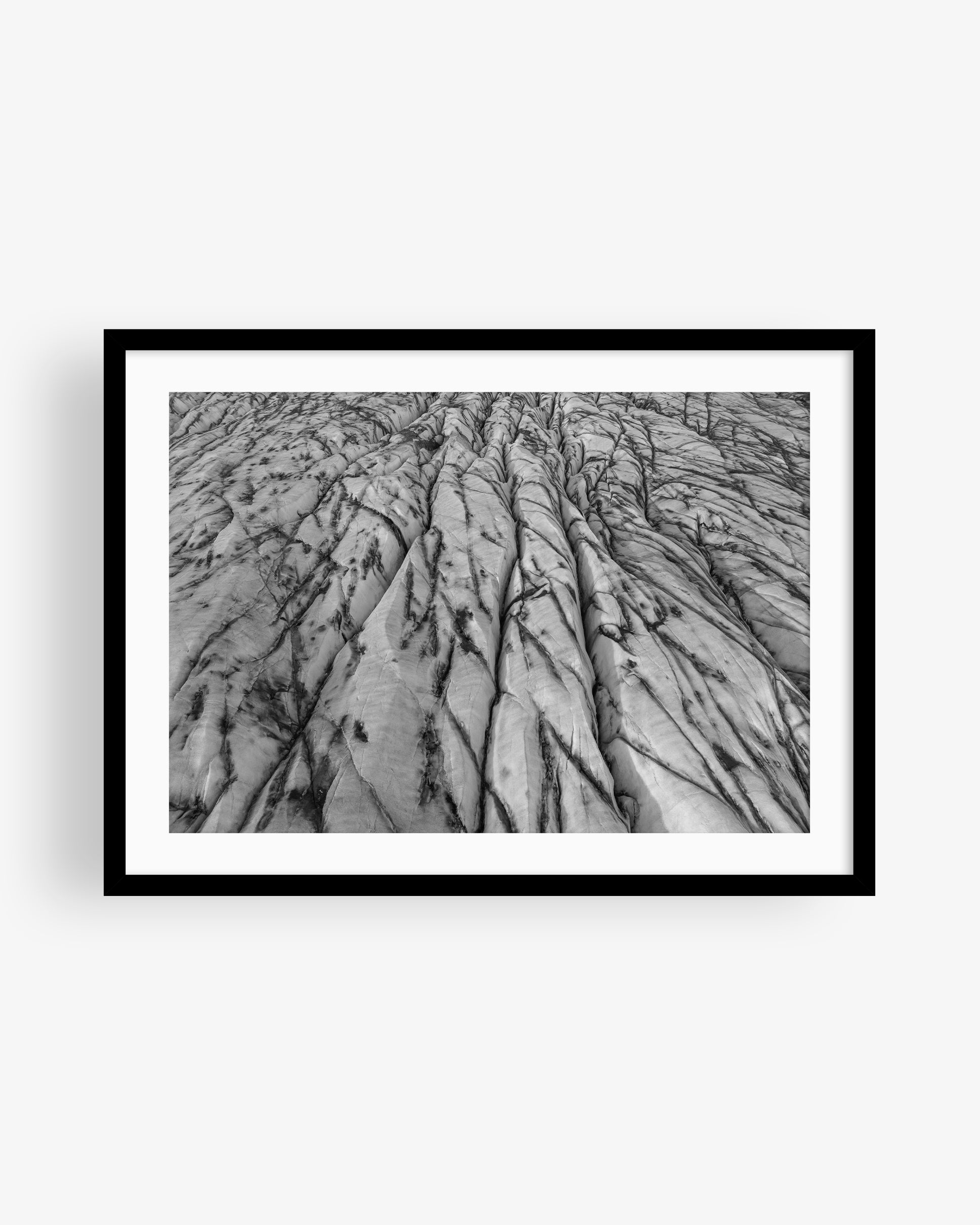 Iceland Glacier Ice Patterns Texture (BW)