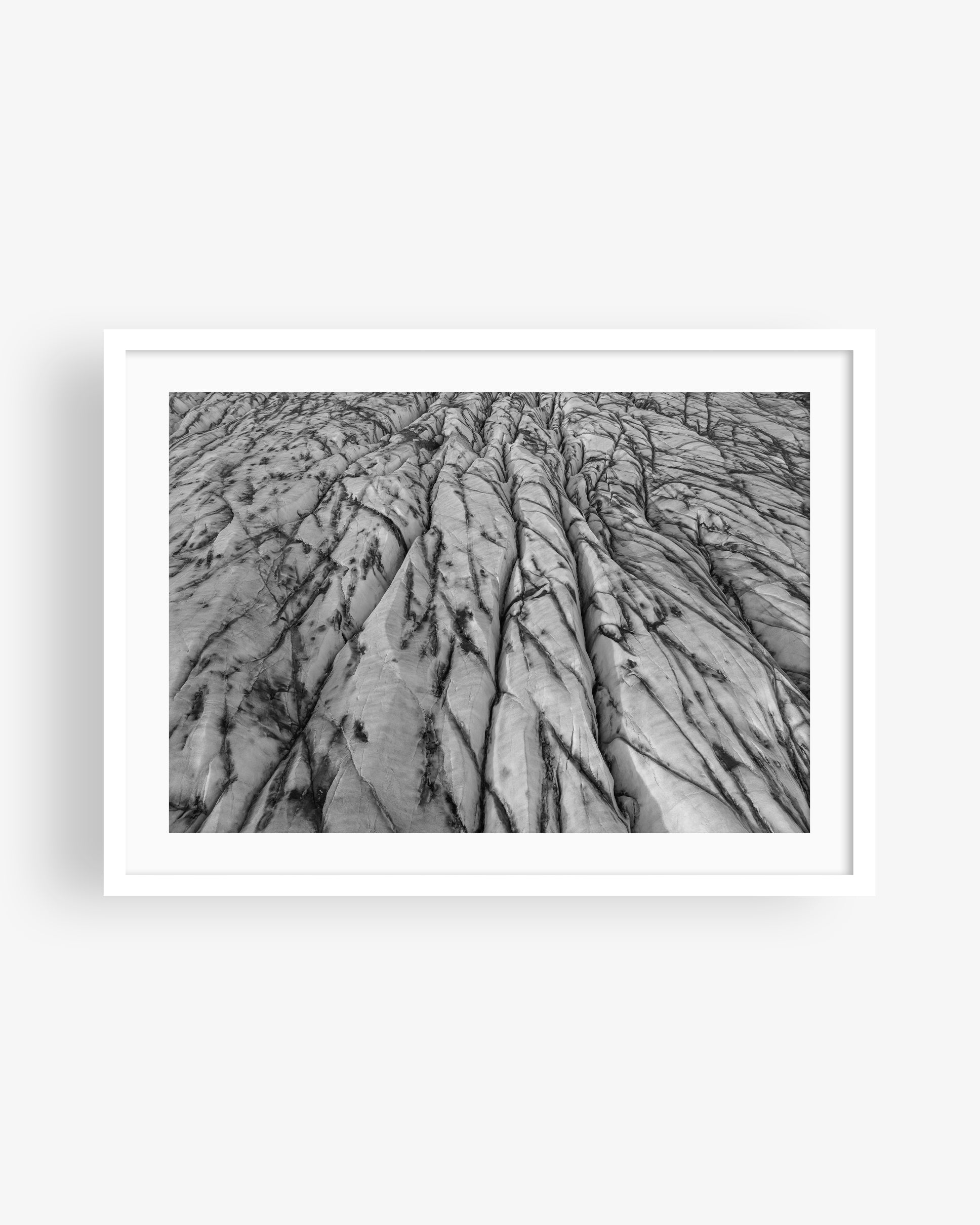 Iceland Glacier Ice Patterns Texture (BW)