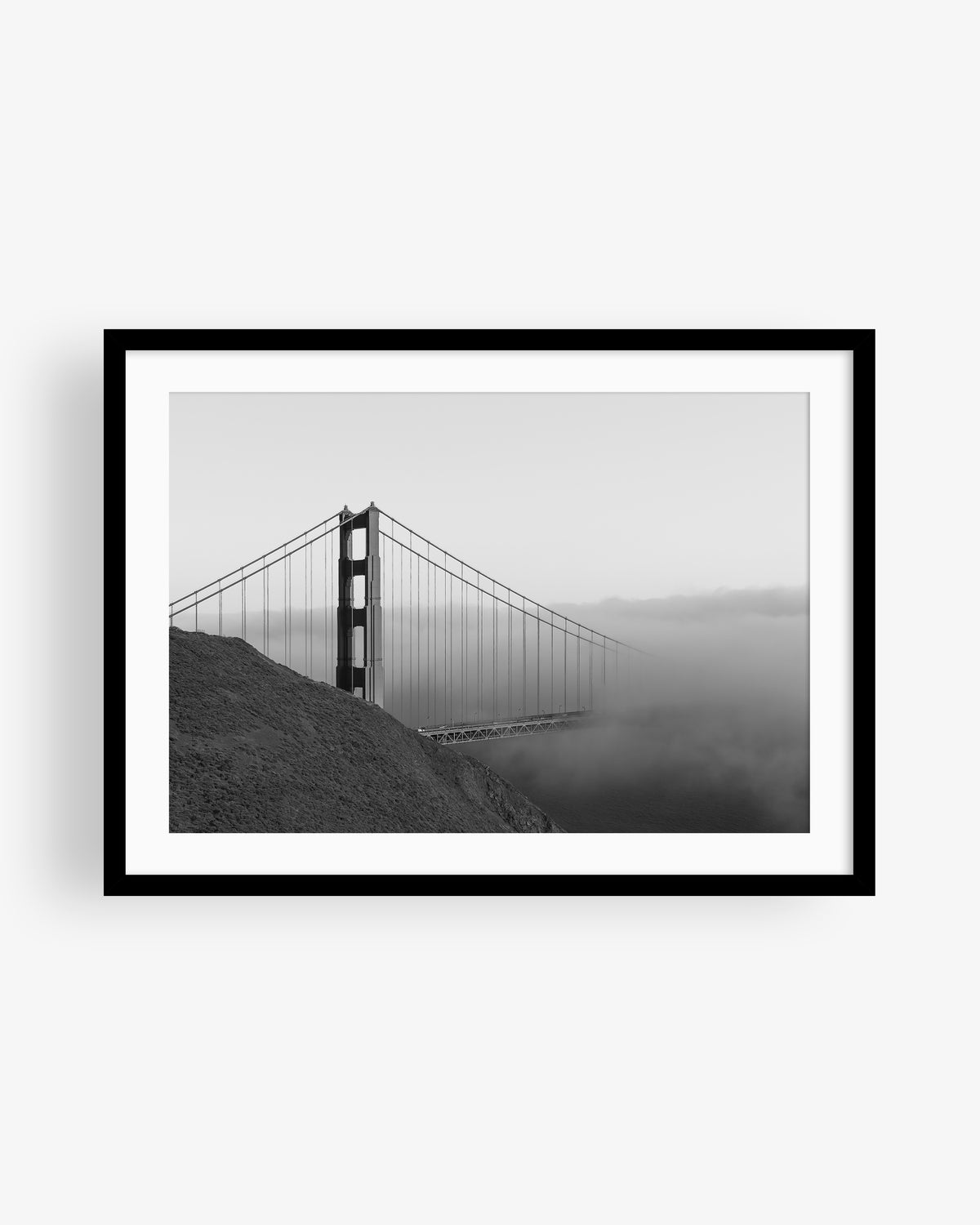 Moody Golden Gate Bridge in Fog (BW)