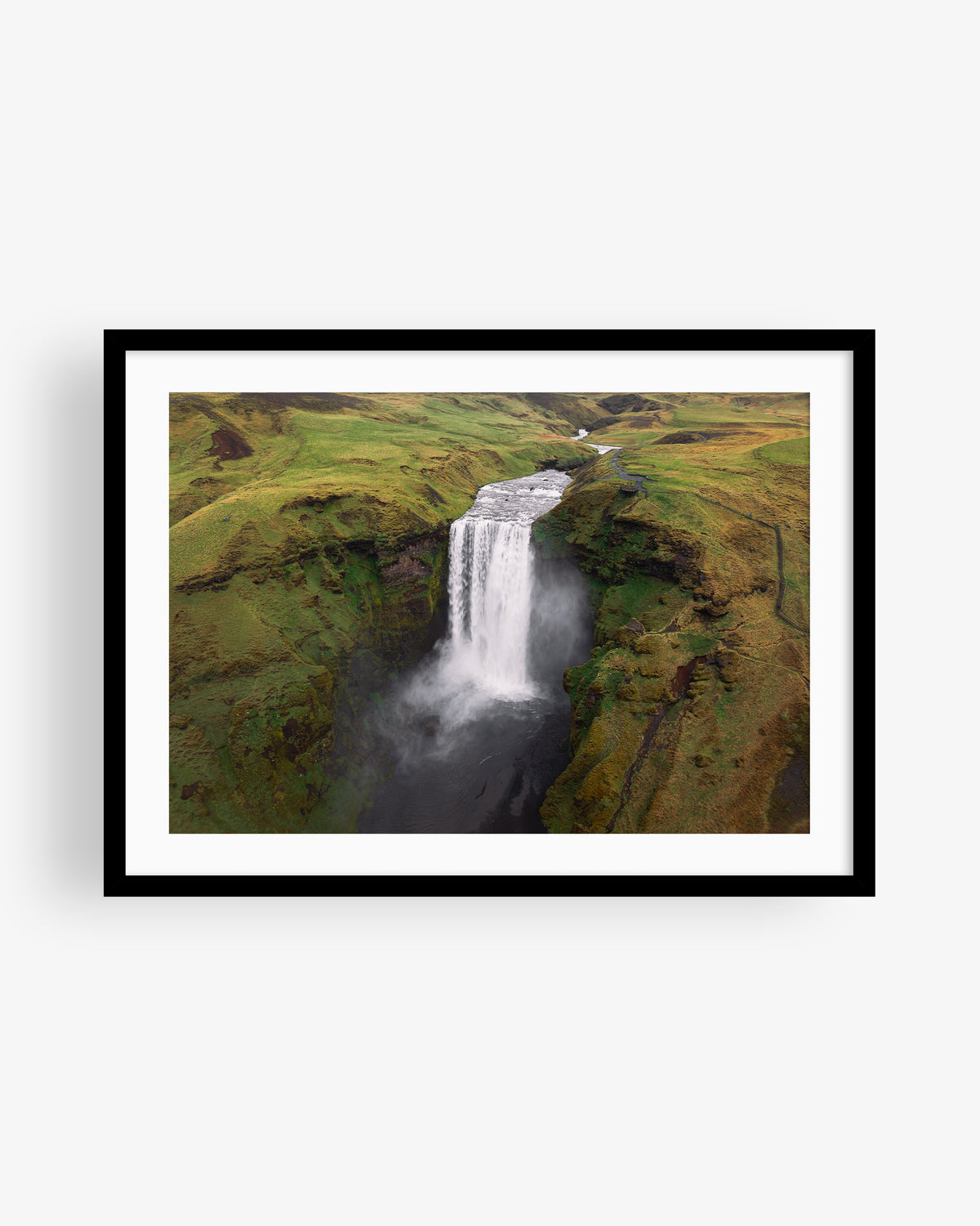 Skógafoss Waterfall Close Up Aerial