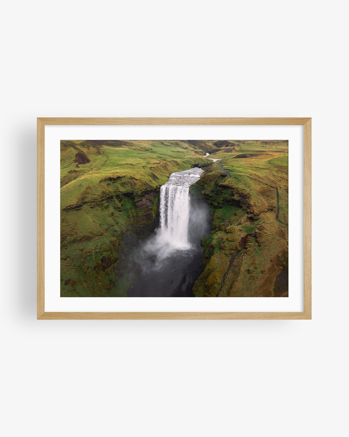 Skógafoss Waterfall Close Up Aerial