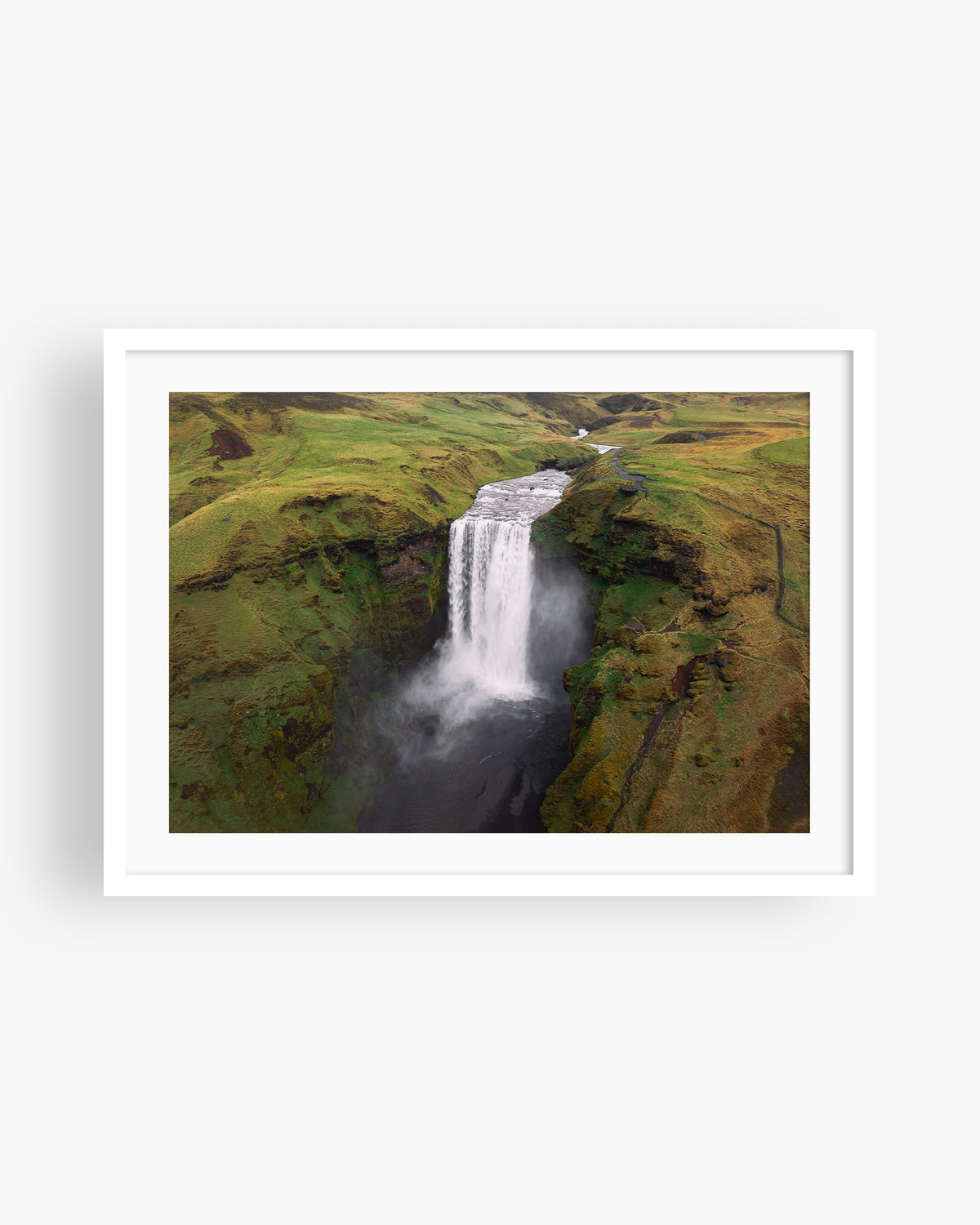 Skógafoss Waterfall Close Up Aerial
