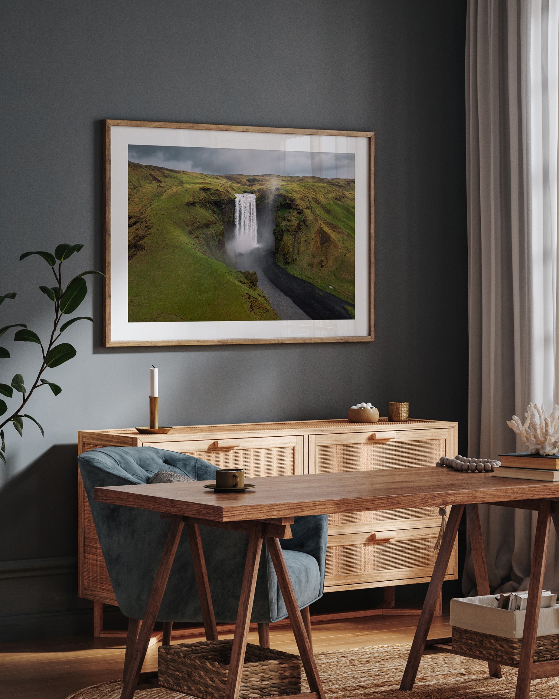 Skógafoss Waterfall Aerial View II