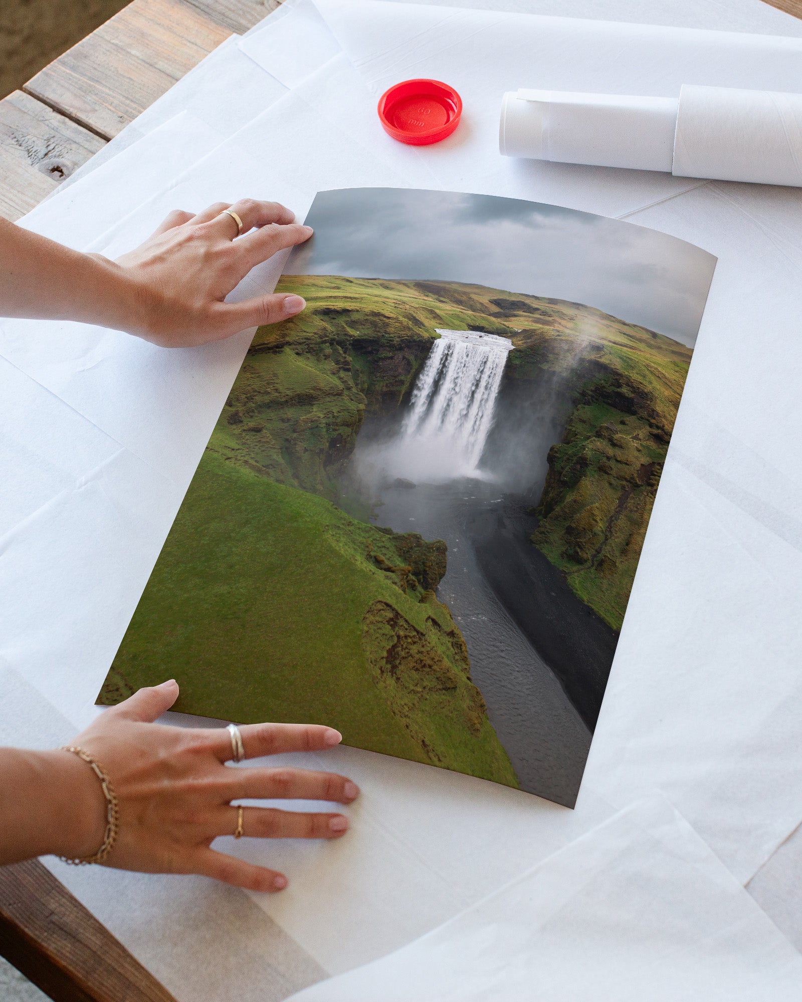 Skógafoss Waterfall Aerial View